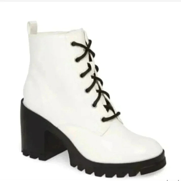 BP Masson bootie white lace up block heel - Picture 1 of 10